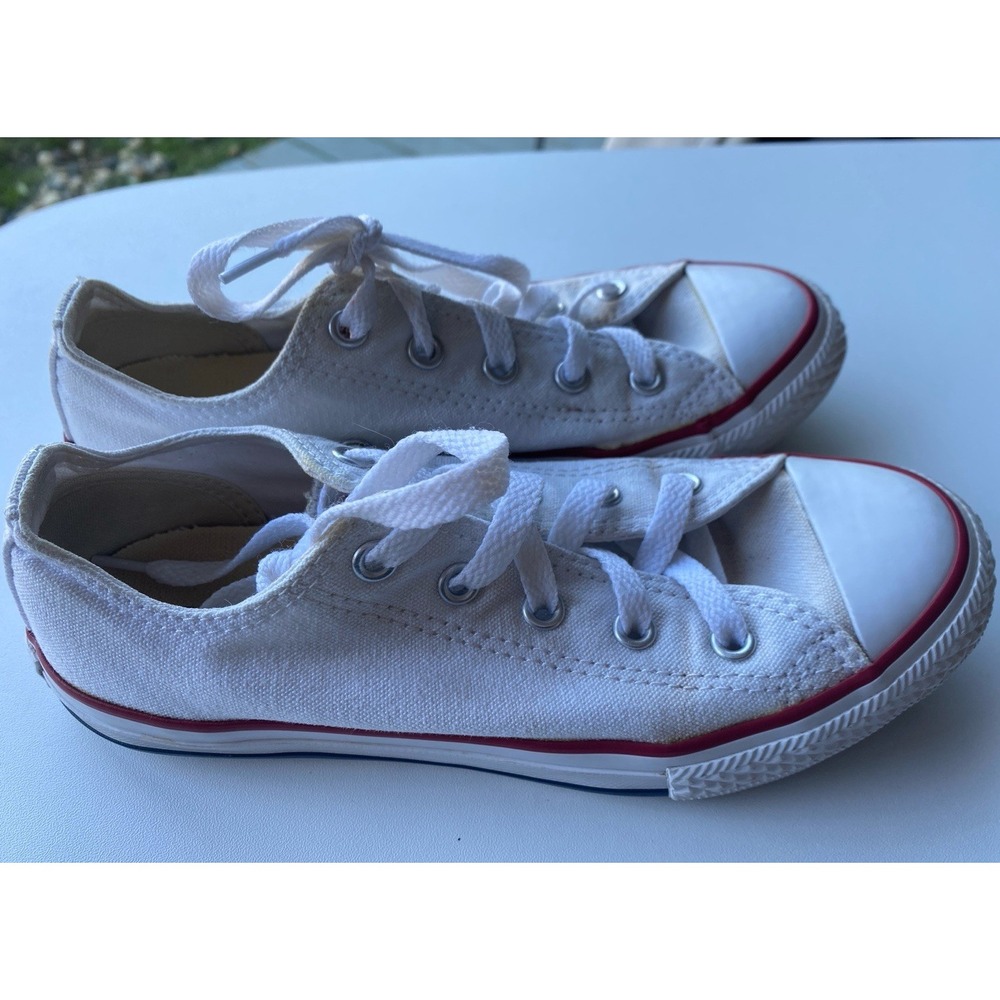 Converse All Star White Canvas Low Top Sneaker US Youth 2 - Picture 2 of 7